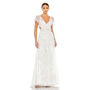 MAC DUGGAL 70275 NWT Embellished Lace Up Flowy Gown